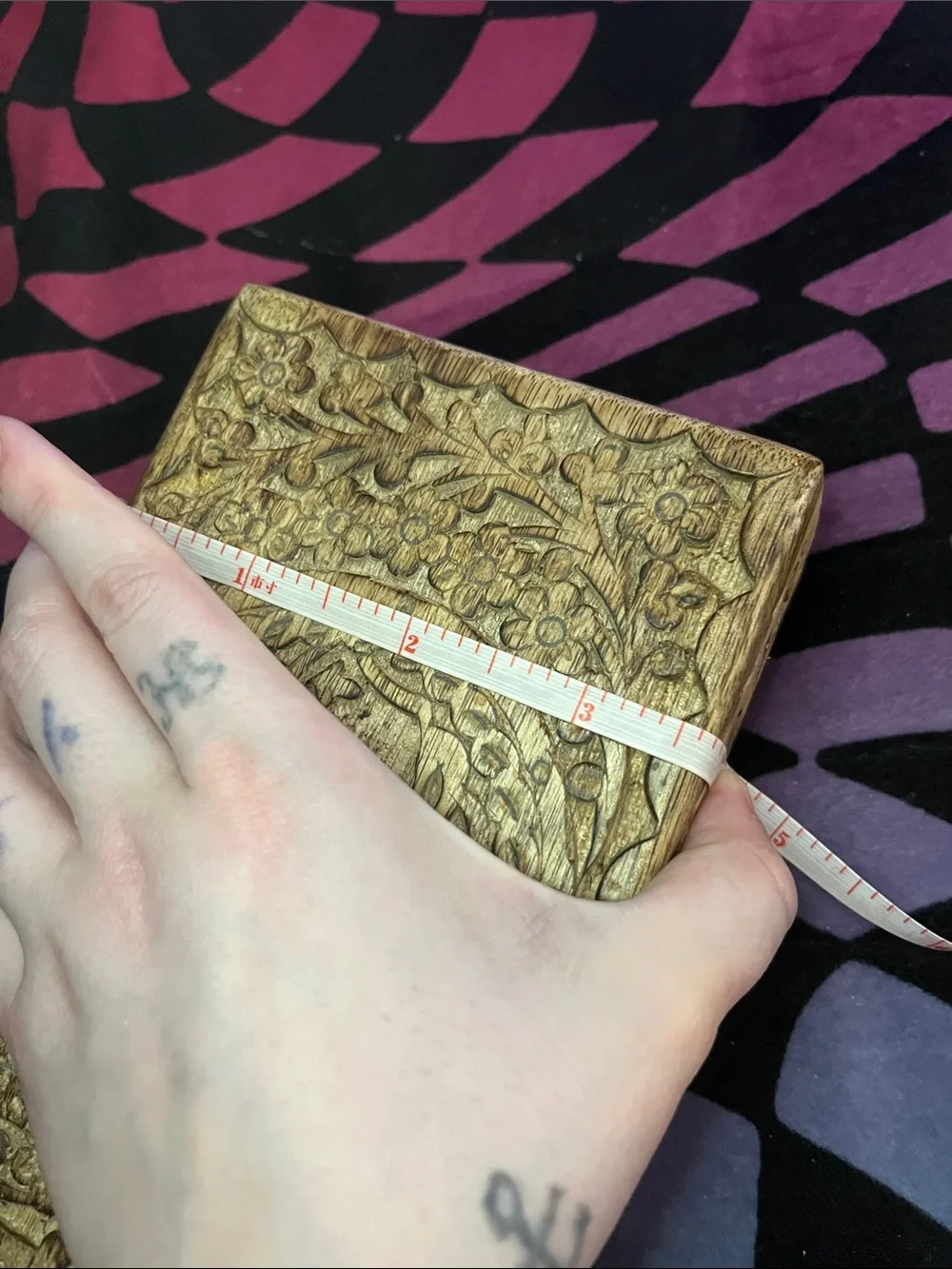 ✨RARE!Antique Wooden Jewelry Box w/ Black Velvet Lining!VERY OLD &STILL AMAZING!